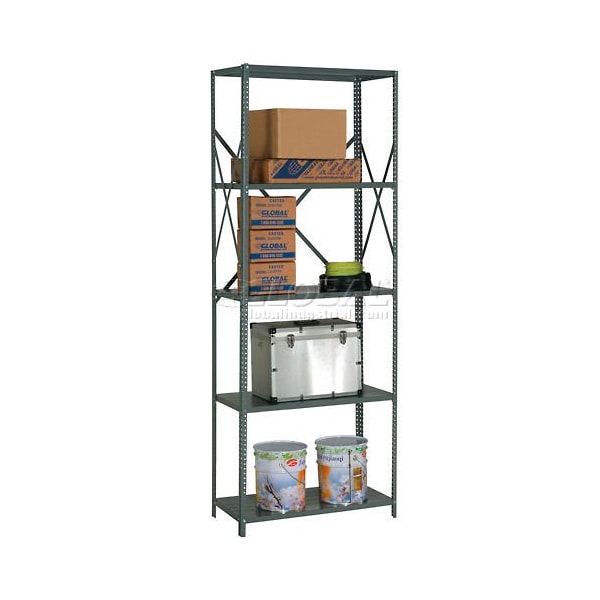 Global Industrial 5 Shelf, 20 Ga Open Steel Shelving Unit, 48inW x 30inD x 97inH, Gray 234418A - main